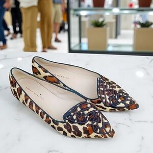 Sophia Webster Bibi Butterfly Leopard Animal Print Flats with Black Trim 10